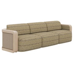 Divano a righe Kimberley del 21° secolo in rattan, fatto a mano in Portogallo dai sarti di Wood