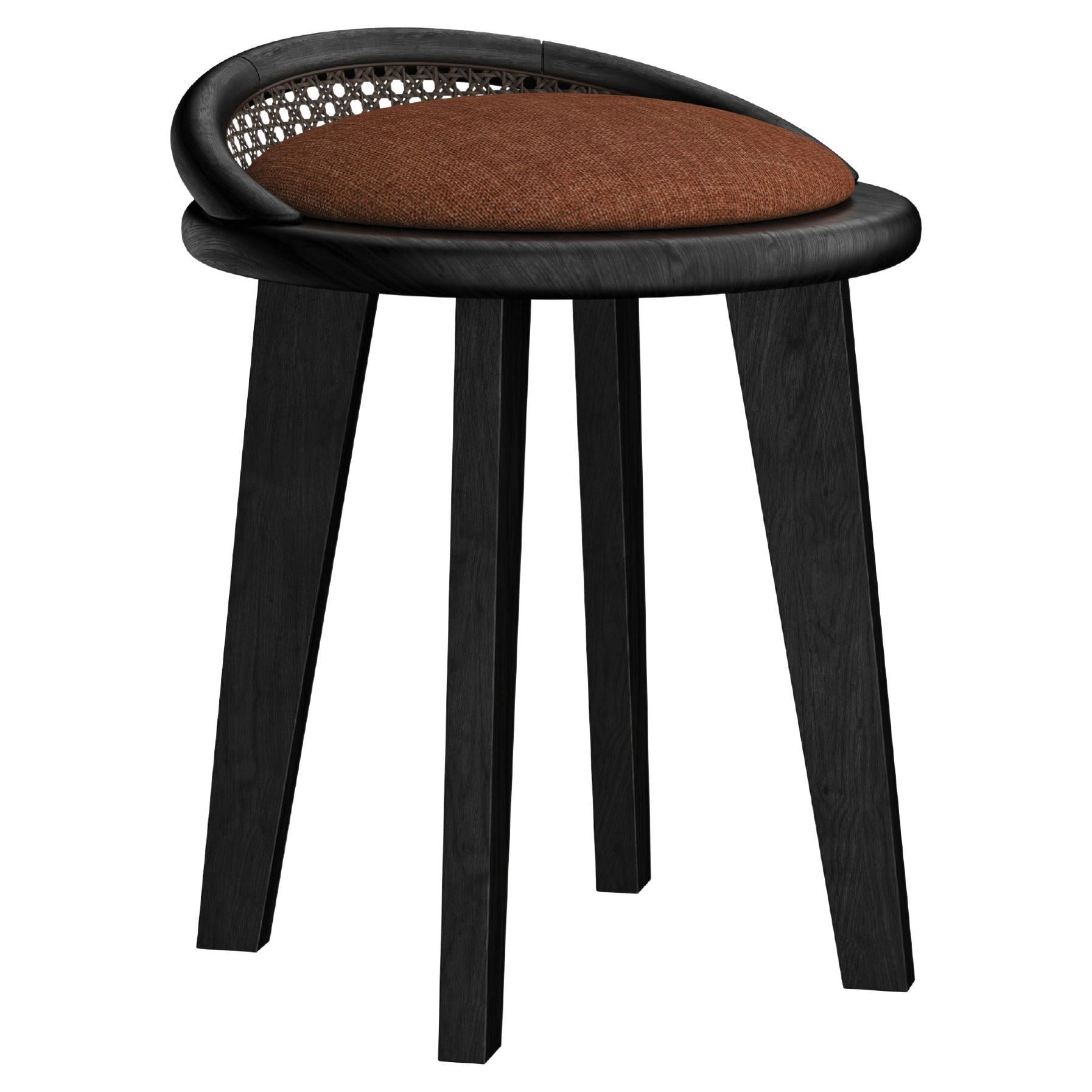 Brummell Dining Stool Black Stained Ashwood Made in Portugal by Wood Tailors For Sale