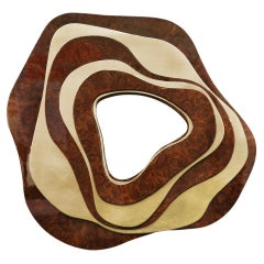 Artsy Torsion Mirror Gold leaf Wood, Made in Portugal by Malabar