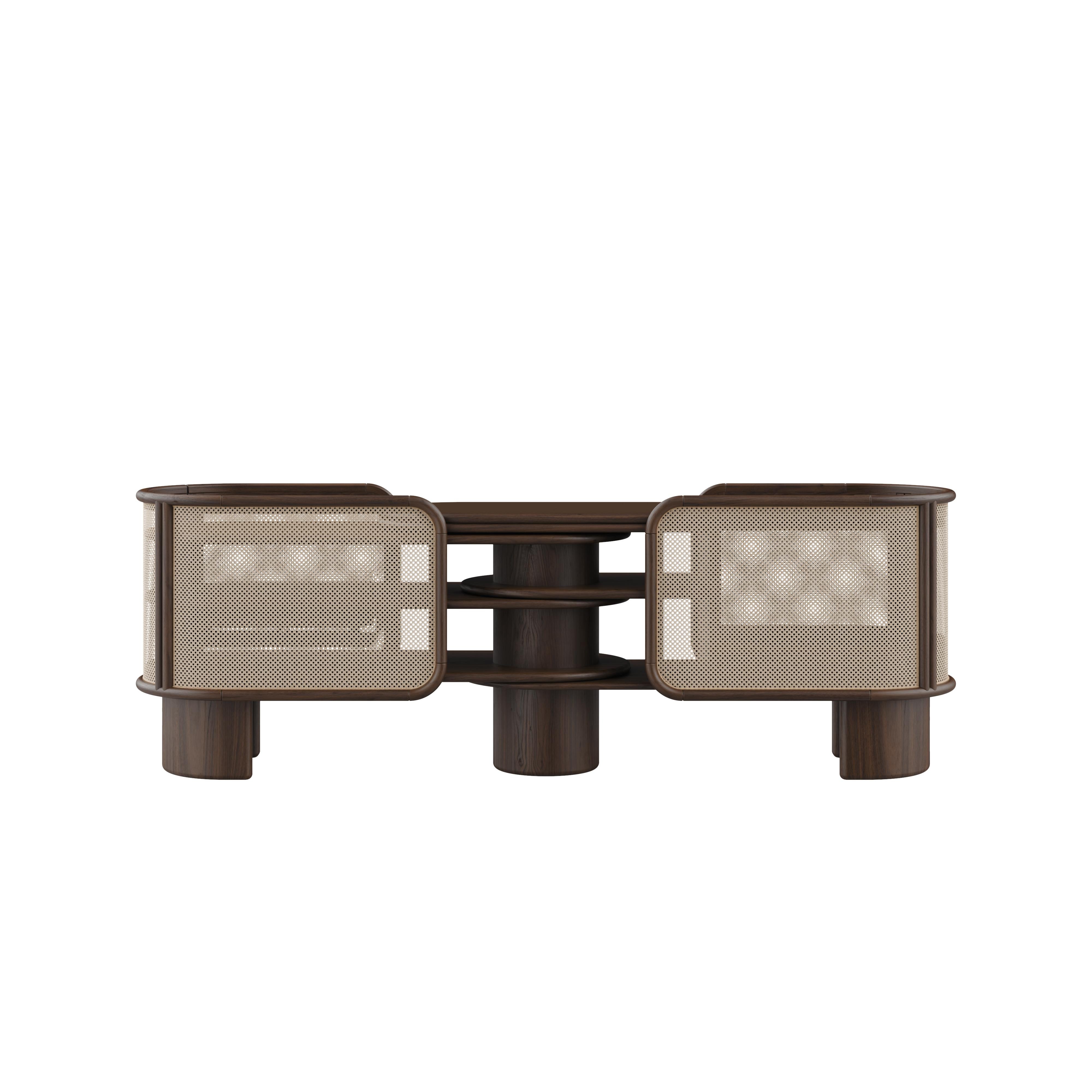 Credenza Wodehouse del 21° secolo in legno e ottone realizzata in Portogallo da Wood Tailors in vendita 4