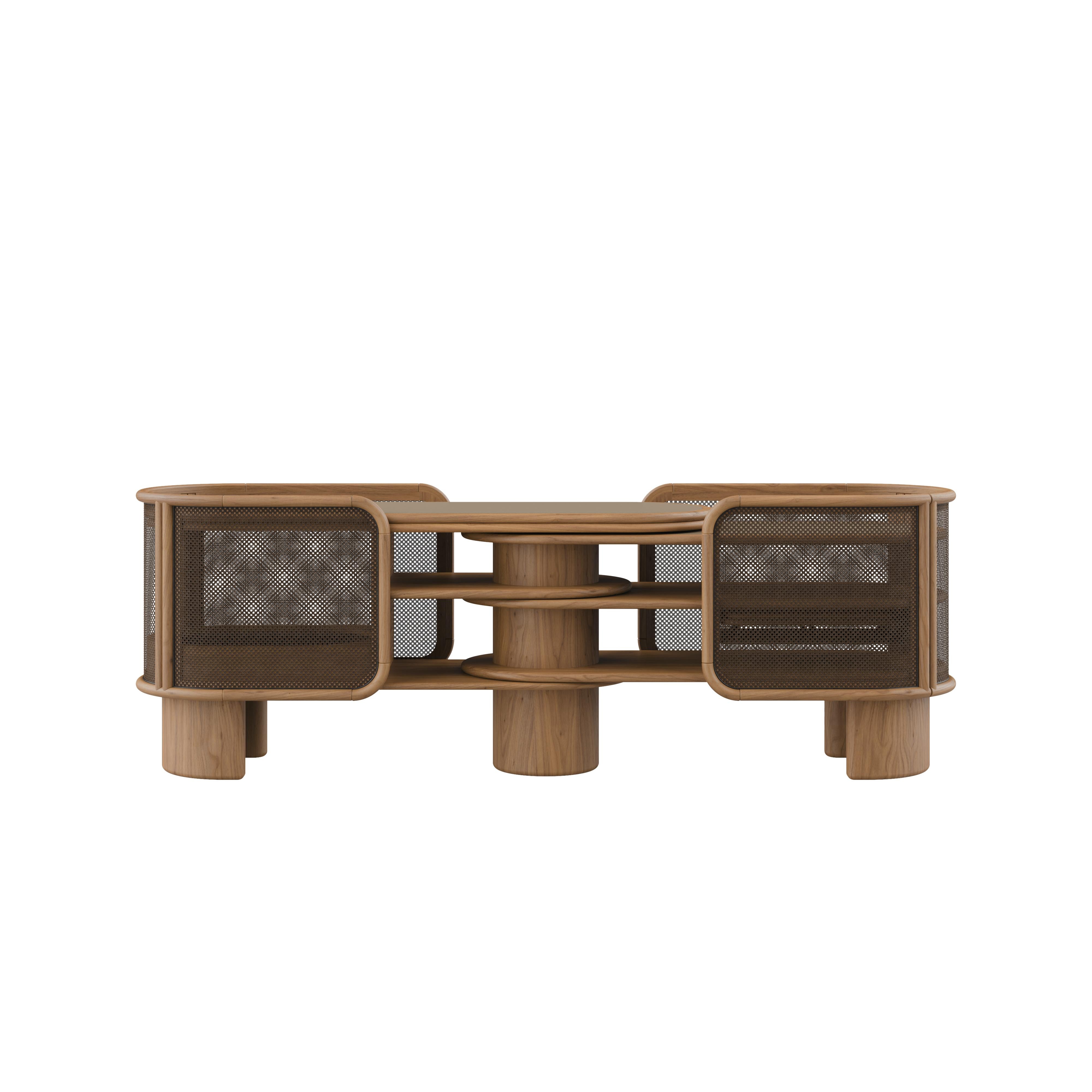 Portoghese Credenza Wodehouse del 21° secolo in legno e ottone realizzata in Portogallo da Wood Tailors in vendita