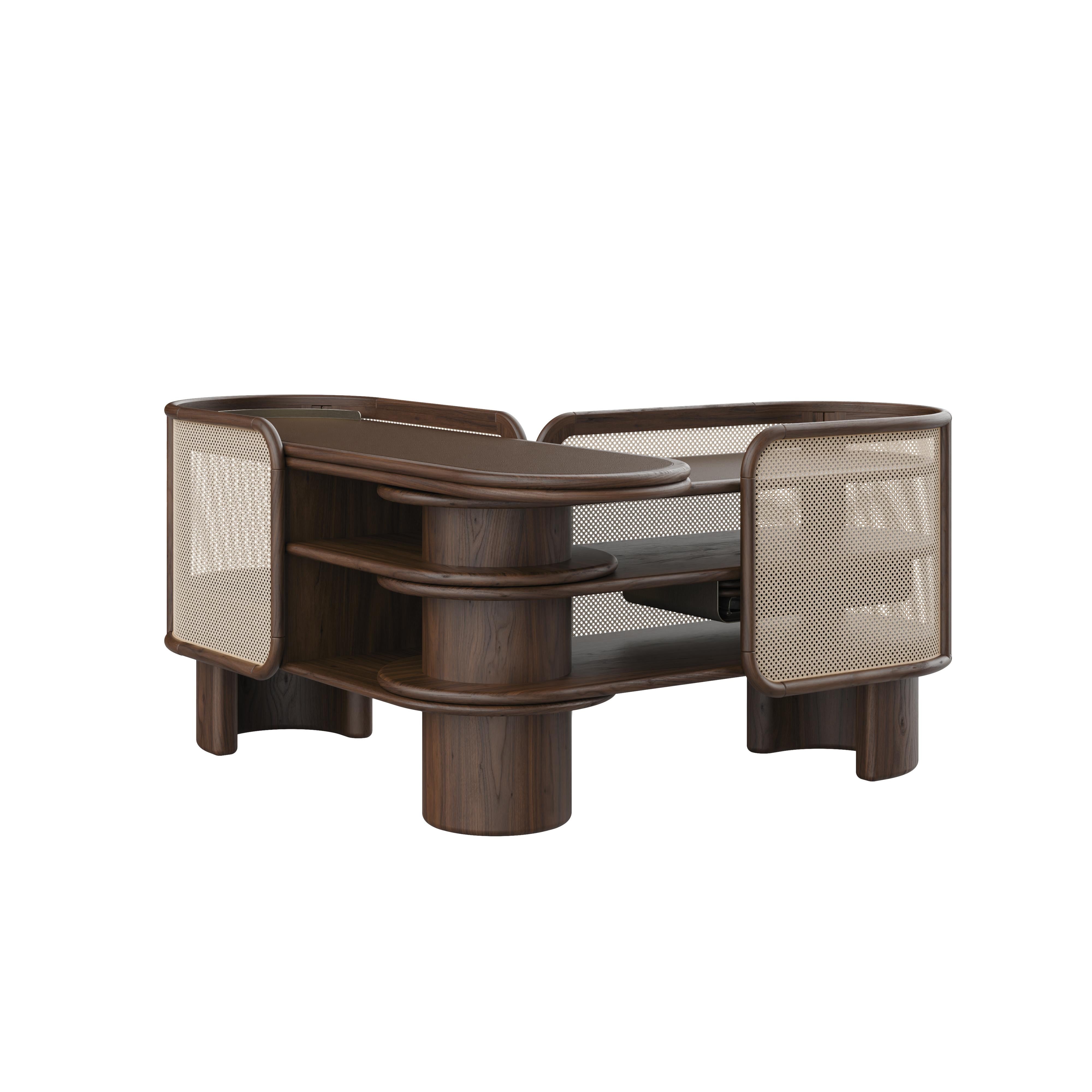 Credenza Wodehouse del 21° secolo in legno e ottone realizzata in Portogallo da Wood Tailors in vendita 2
