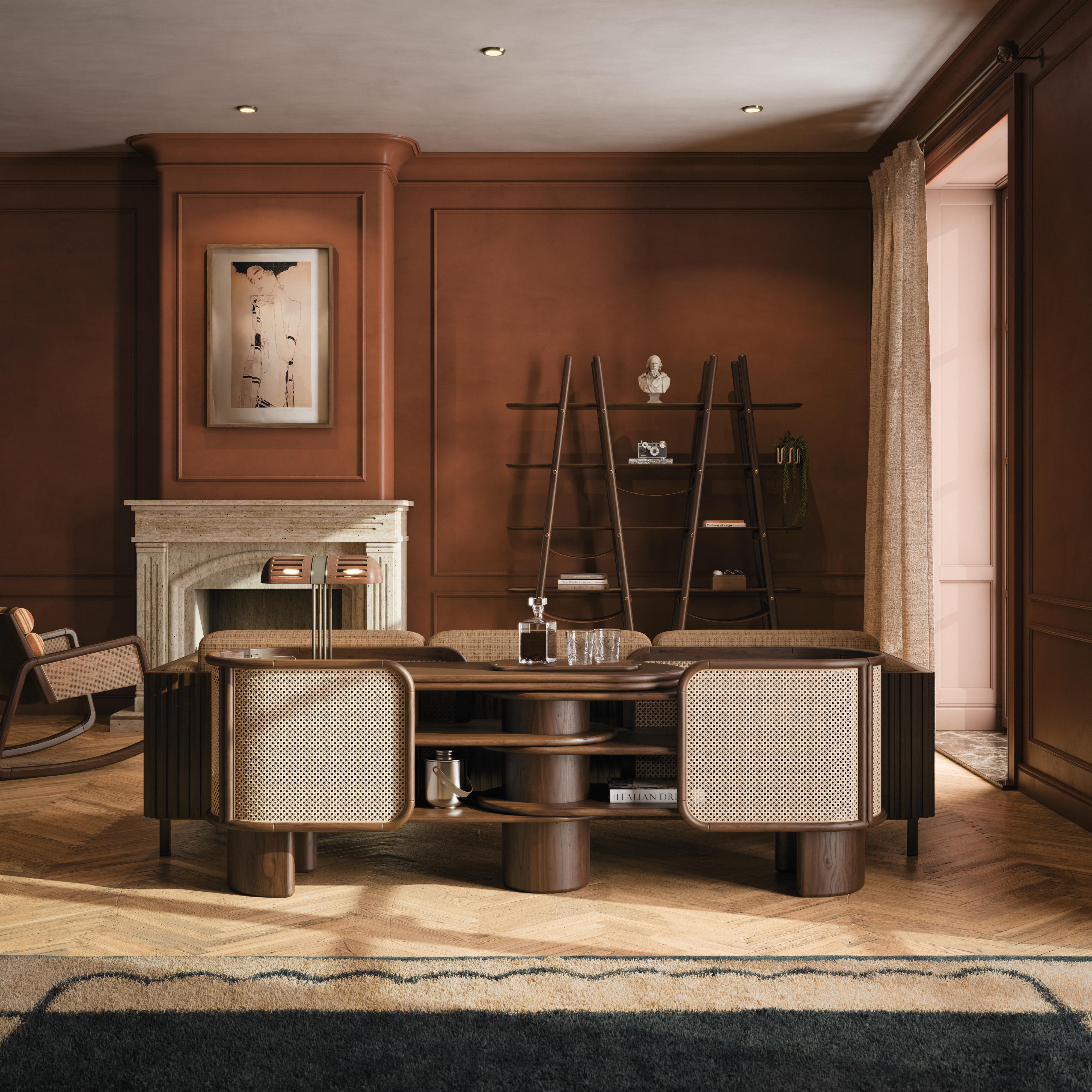 Credenza Wodehouse del 21° secolo in legno e ottone realizzata in Portogallo da Wood Tailors in vendita 8
