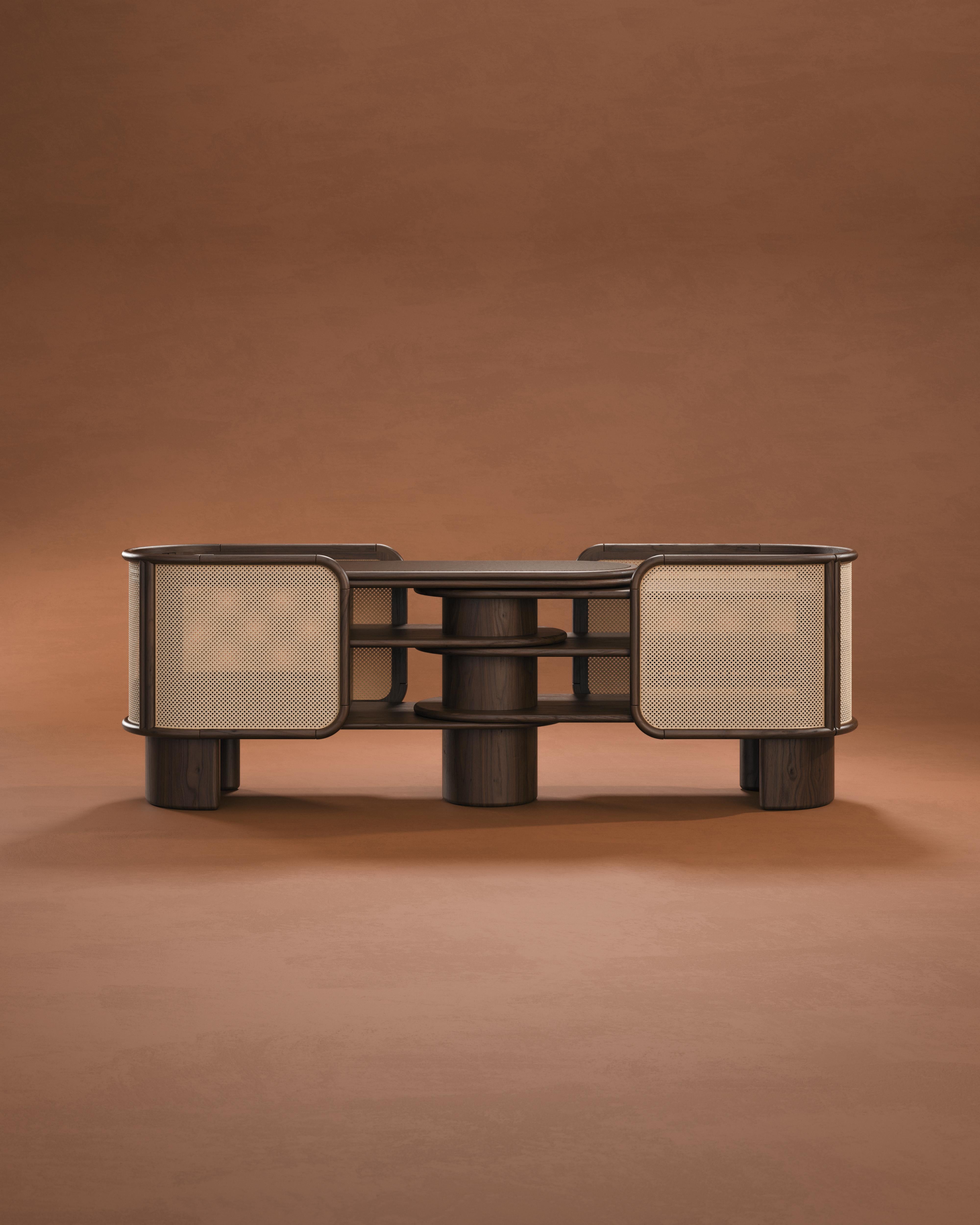 Credenza Wodehouse del 21° secolo in legno e ottone realizzata in Portogallo da Wood Tailors in vendita 5