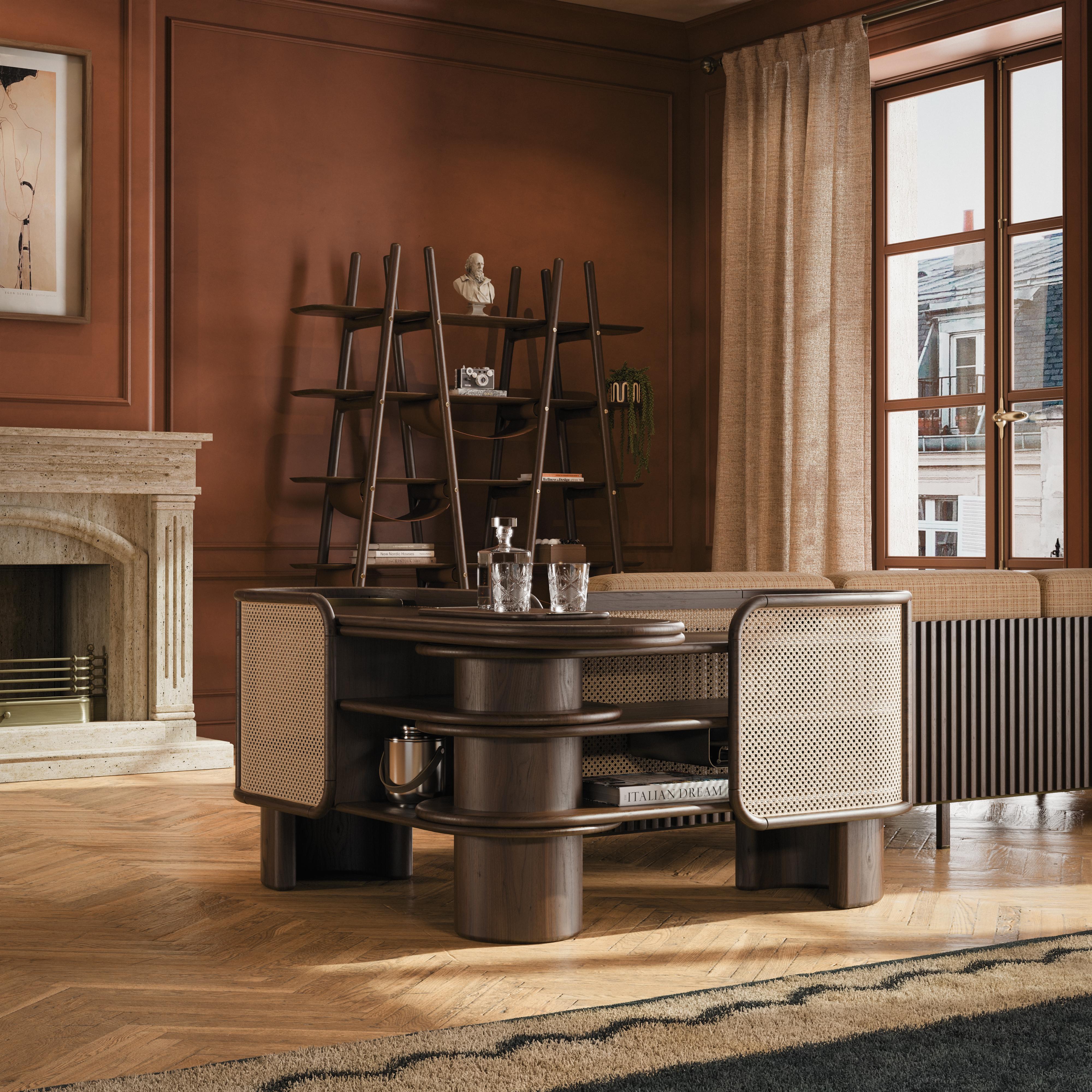 Credenza Wodehouse del 21° secolo in legno e ottone realizzata in Portogallo da Wood Tailors in vendita 9