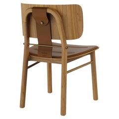Arthur Dining Chair Walnut Leather Brass Made in Portugal by Wood Tailors Club