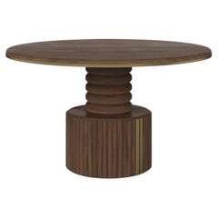 Stuart I Dining Table Walnut Brass Handmade in Portugal by Wood Tailors Club