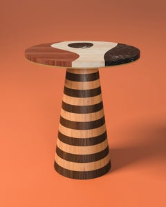 Kol Aj Side Table Marble Walnut Oak Travertine Handmade in Portugal by Malabar