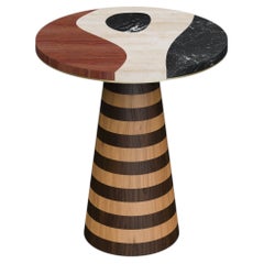 Kol Aj Side Table Marble Walnut Oak Travertine Handmade in Portugal by Malabar