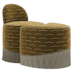 Lila Stool Fringes Jacquard Velvet Handmade in Portugal by Ottiu
