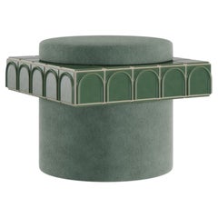 Enigma I Stool Mohair Velvet Ceramic Tiles Handmade in Portugal by Malabar