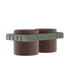 Hocker „Enigma II“ aus Mohair-Samt und Keramikfliesen, handgefertigt in Portugal von Malabar