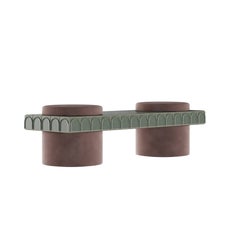 Sgabello Enigma III in velluto di mohair e piastrelle in ceramica, realizzato a mano in Portogallo da Malabar