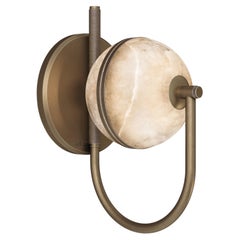 Oculus Wall Lamp Aged Brushed Brass Alabaster Made in Portugal by Porus Studio