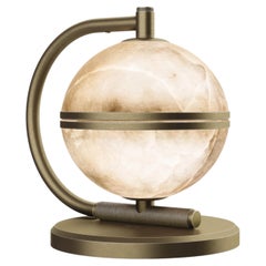 Oculus Table Lamp Aged Brushed Brass Alabaster Made in Portugal by Porus Studio