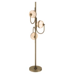 Oculus Floor Lamp Aged Brushed Brass Alabaster Made in Portugal by Porus Studio