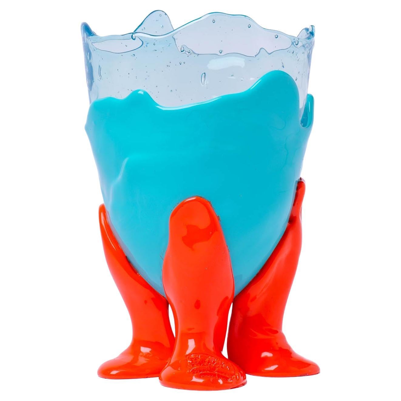 Gaetano Pesce Clear Vase M Resin Aqua Turquoise Orange For Sale