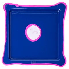 Grand plateau carré Try-Tray en orange mat et bleu de Gaetano Pesce