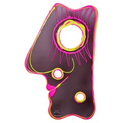 Contemporary Gaetano Pesce Look At Me Mirror XL Grey Fluo Fuchsia Yellow