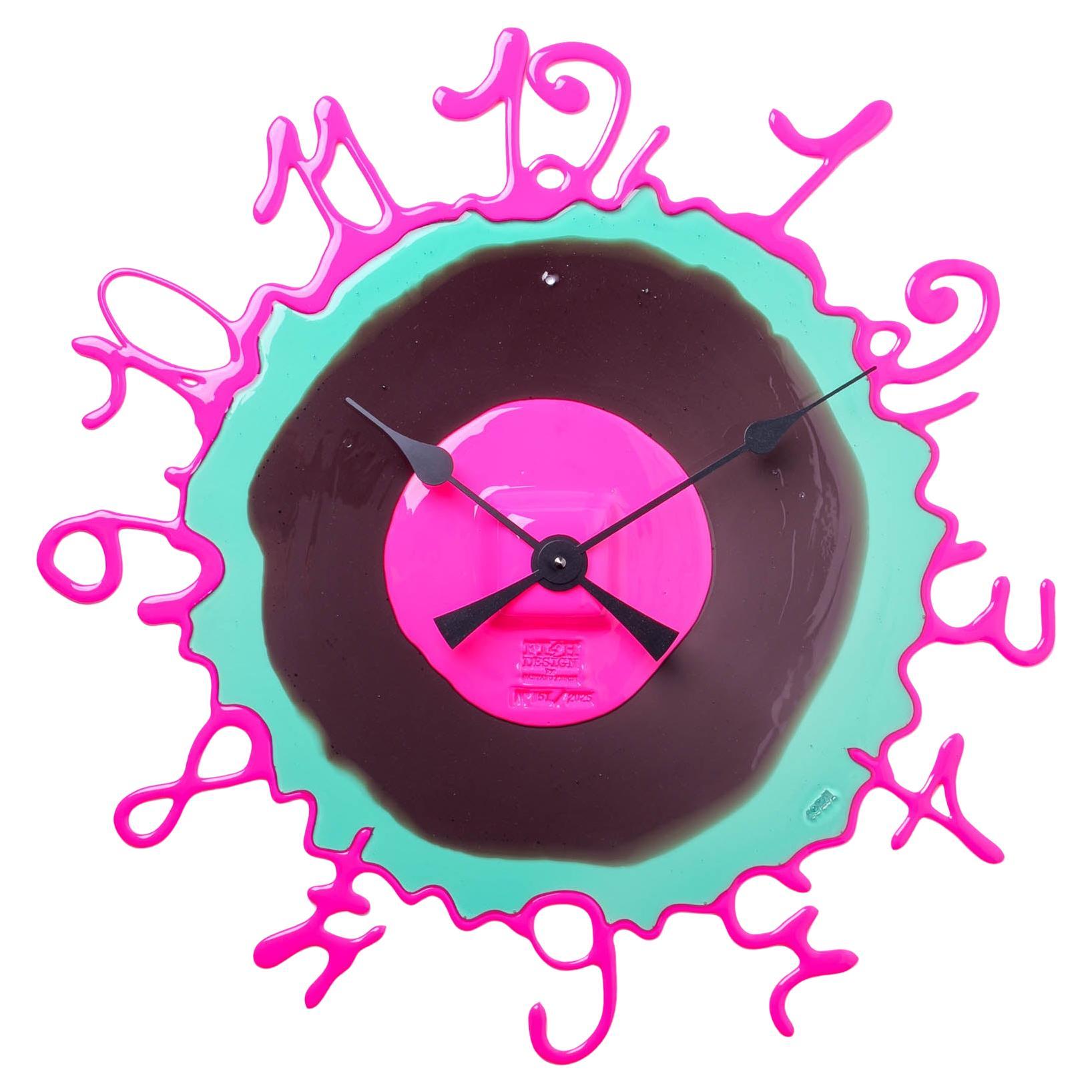 Contemporary Gaetano Pesce Round The Clock L Fuchsia Grey Aqua For Sale