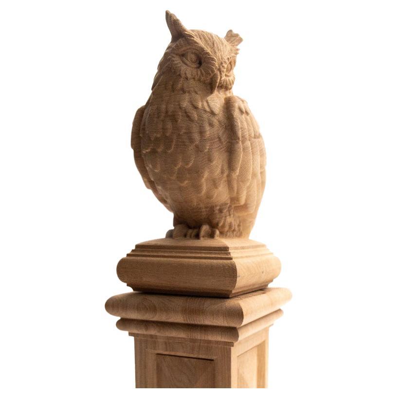 Eagle Owl Staircase Wooden Finial Decor For Sale
