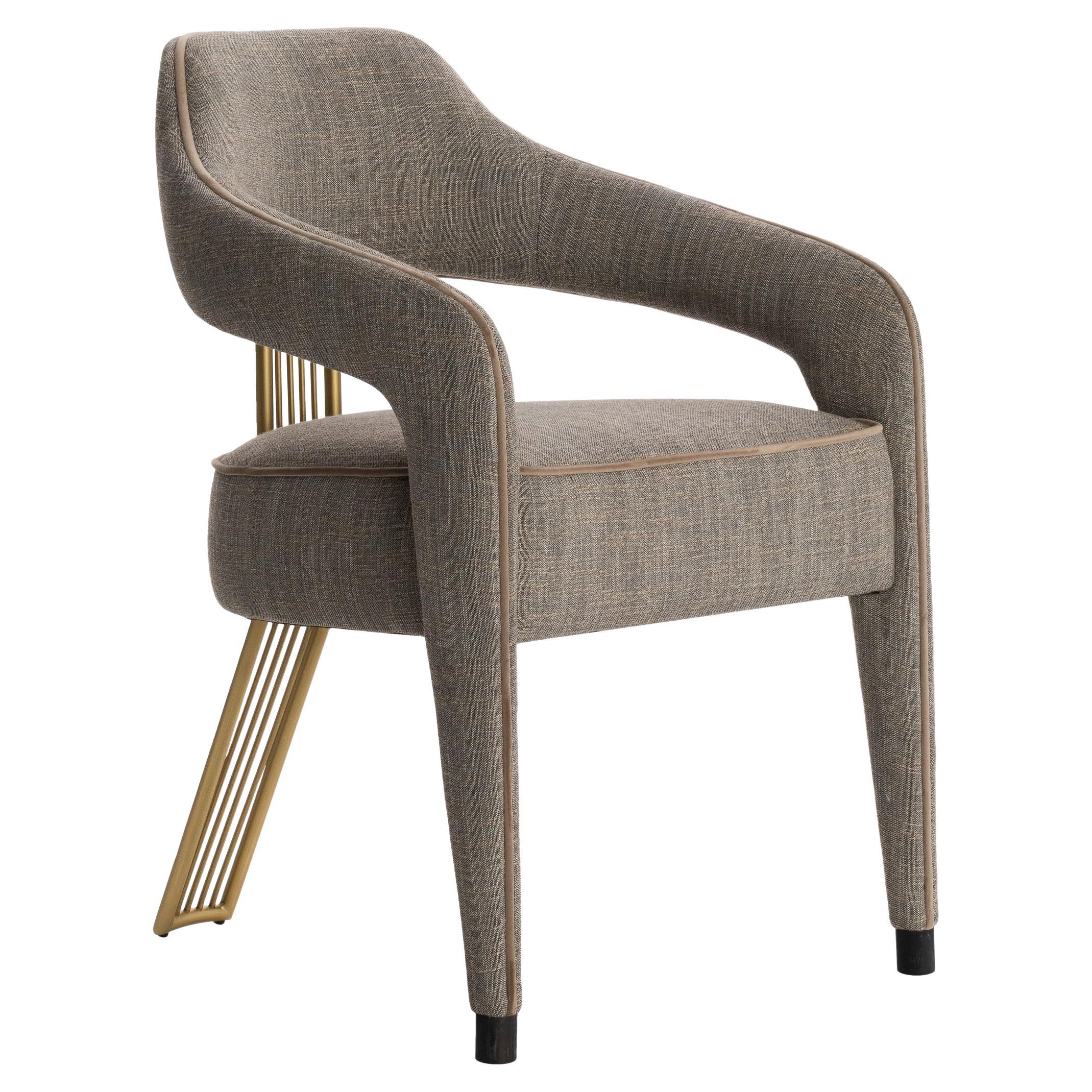 INVICTA II dining chair with brass rear leg For Sale