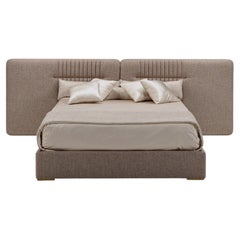 LOREN Bed with Long Headboard and Antique Brass details