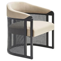 Grace Vintage Dining Chair, Solid Wood with Black Cane, Modern Design