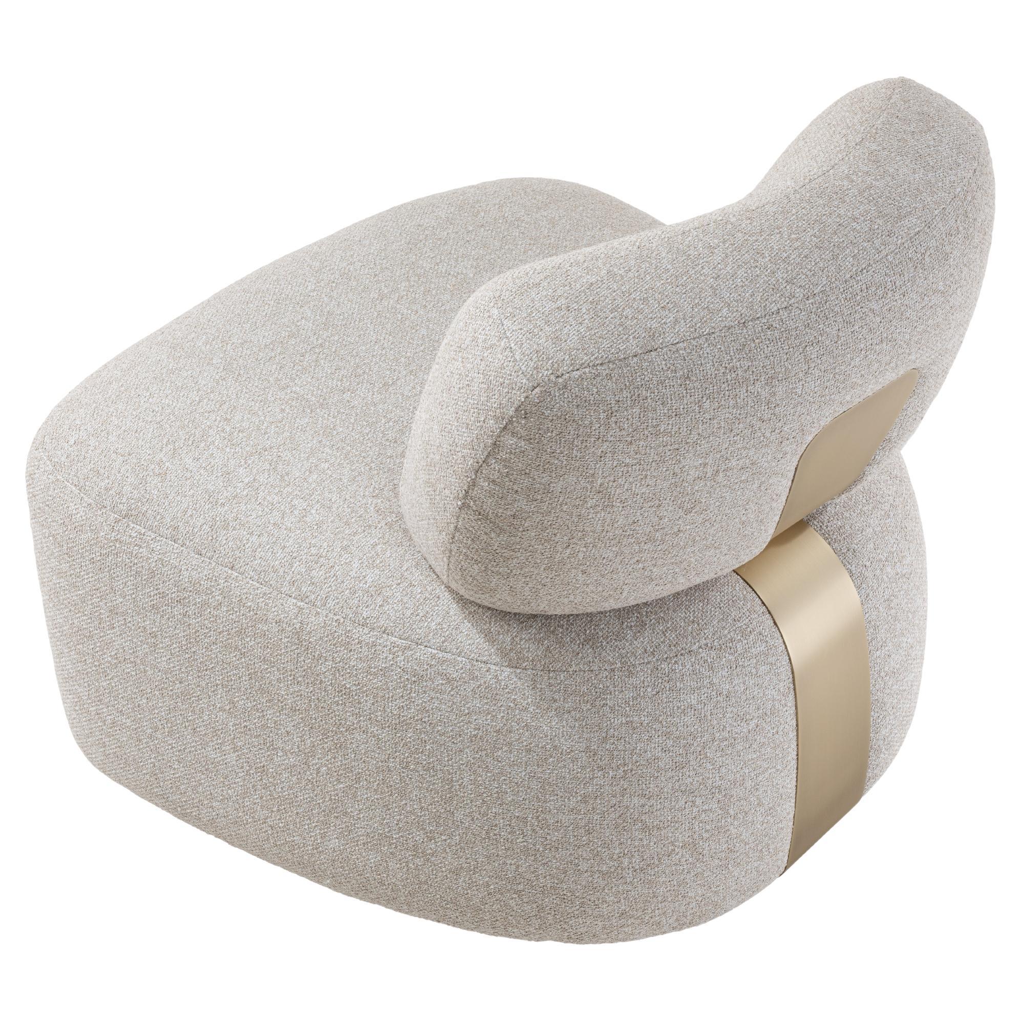 Portugais Chaise longue pivotante YETO avec détails en laiton au dos en vente