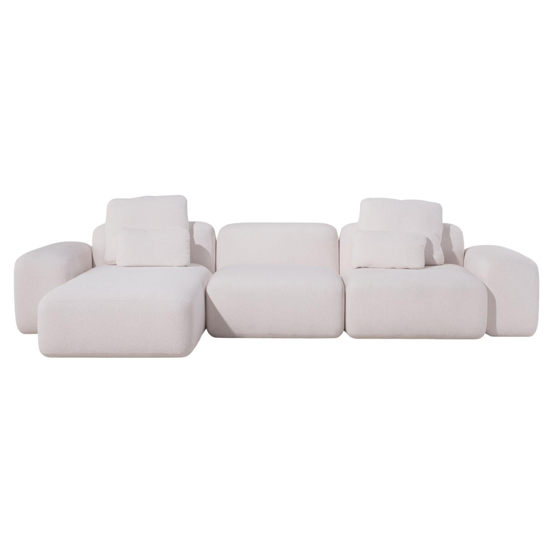 Serenity Modular Chaise Longue Sofa, Contemporary Custom Upholstered Sectional For Sale
