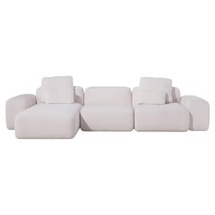 Sofá chaise longue modular Serenity, sofá modular tapizado a medida de estilo contemporáneo