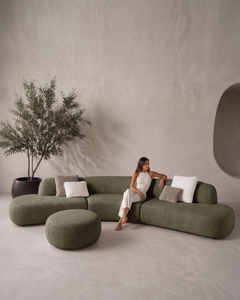 Divano modulare Balance, rivestimento in velluto, design moderno e organico, nuovo