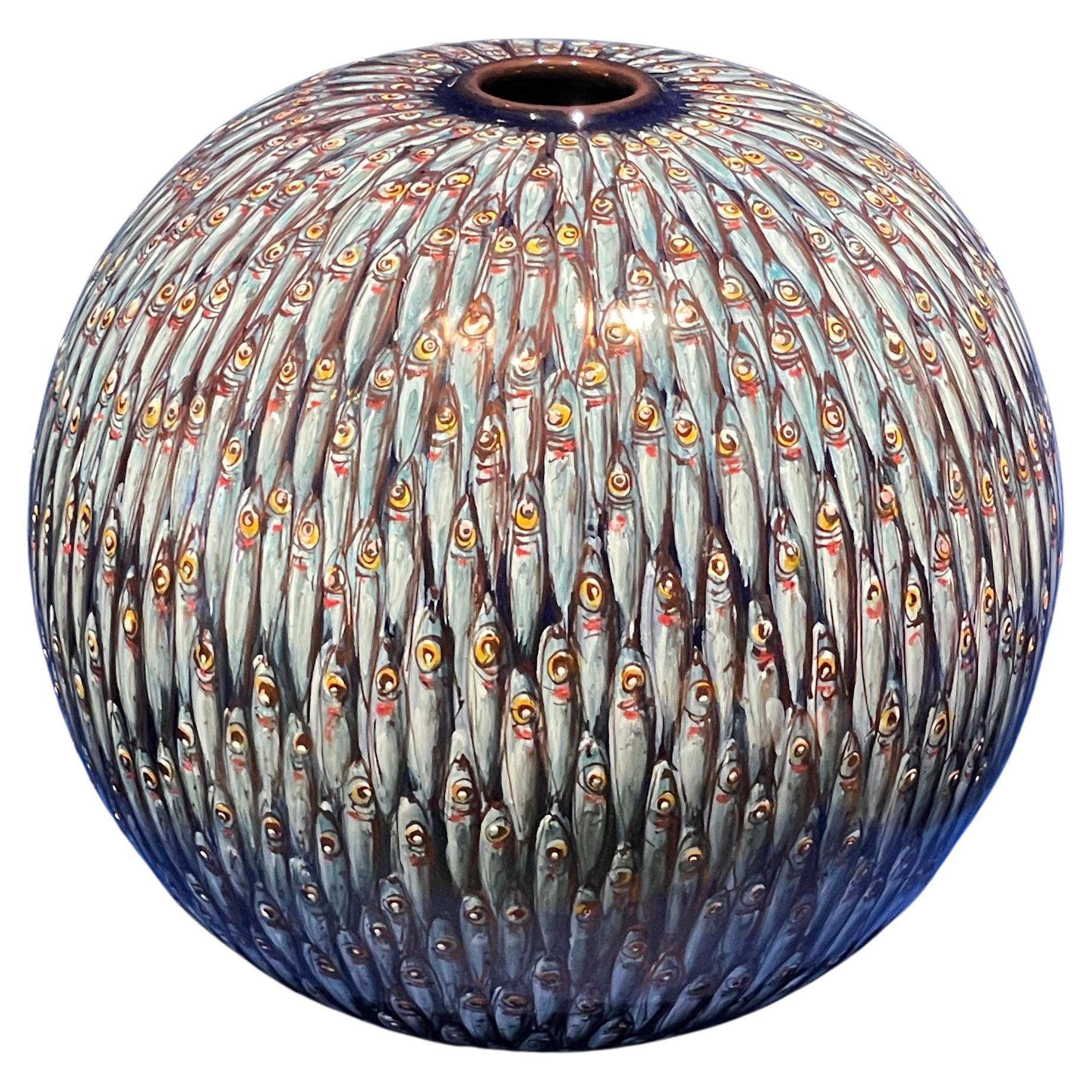 Vaso Luna in ceramica maiolica dipinta a mano Italia Contemporanea 21° Secolo