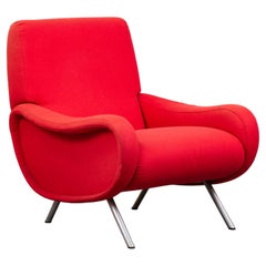 Marco Zanuso Lady Armchair in Plywood and Red Padded Fabric for Arflex 1951 ca.