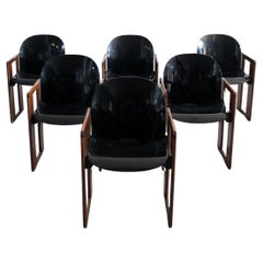 Retro Tobia & Afra Scarpa Set of Six Black Dialogo Dining Chairs by B&B 1973 