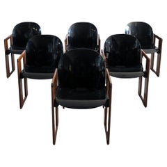 Tobia & Afra Scarpa Set of Six Black Dialogo Dining Chairs by B&B 1973