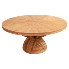 Mario Ceroli, Tisch „La Rosa dei Venti“ aus Kiefernholz mit Intarsien von Poltronova, 1970er Jahre