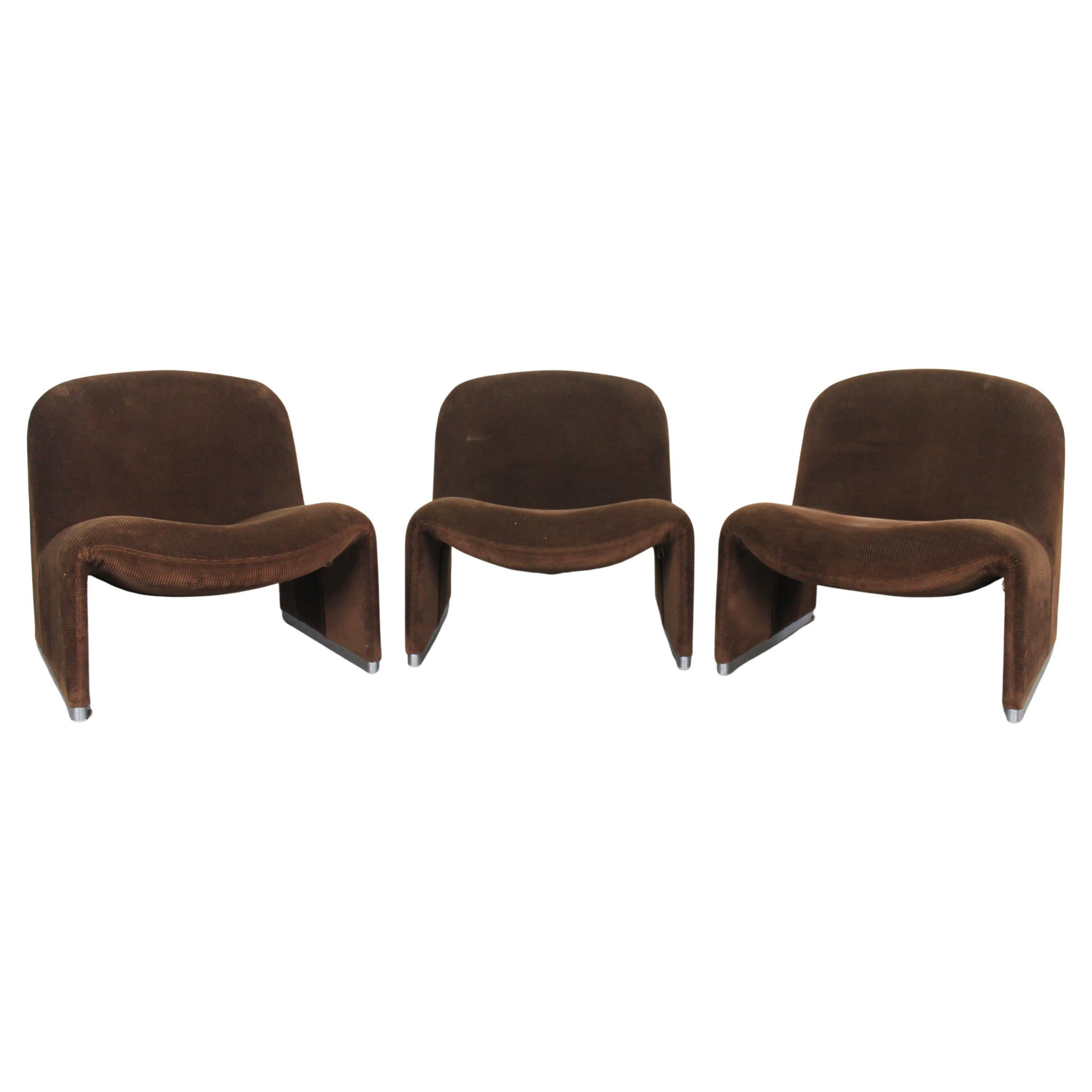 Giancarlo Piretti Set of Three Dark Brown Alky Chairs by Anonima Castelli 1970s For Sale