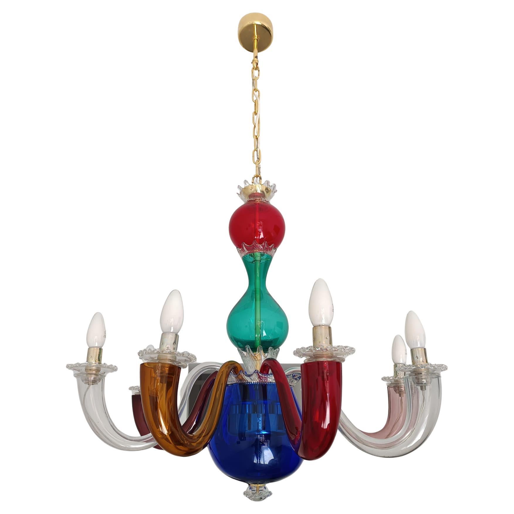 Gio Ponti Blown Murano Glass Chandelier by Venini 1946 in vendita