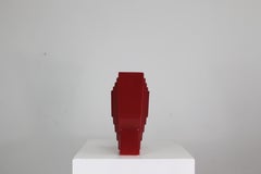 Vaso Y29 di Ettore Sottsass in ceramica smaltata rossa, serie Yantra, Poltronova, anni '70
