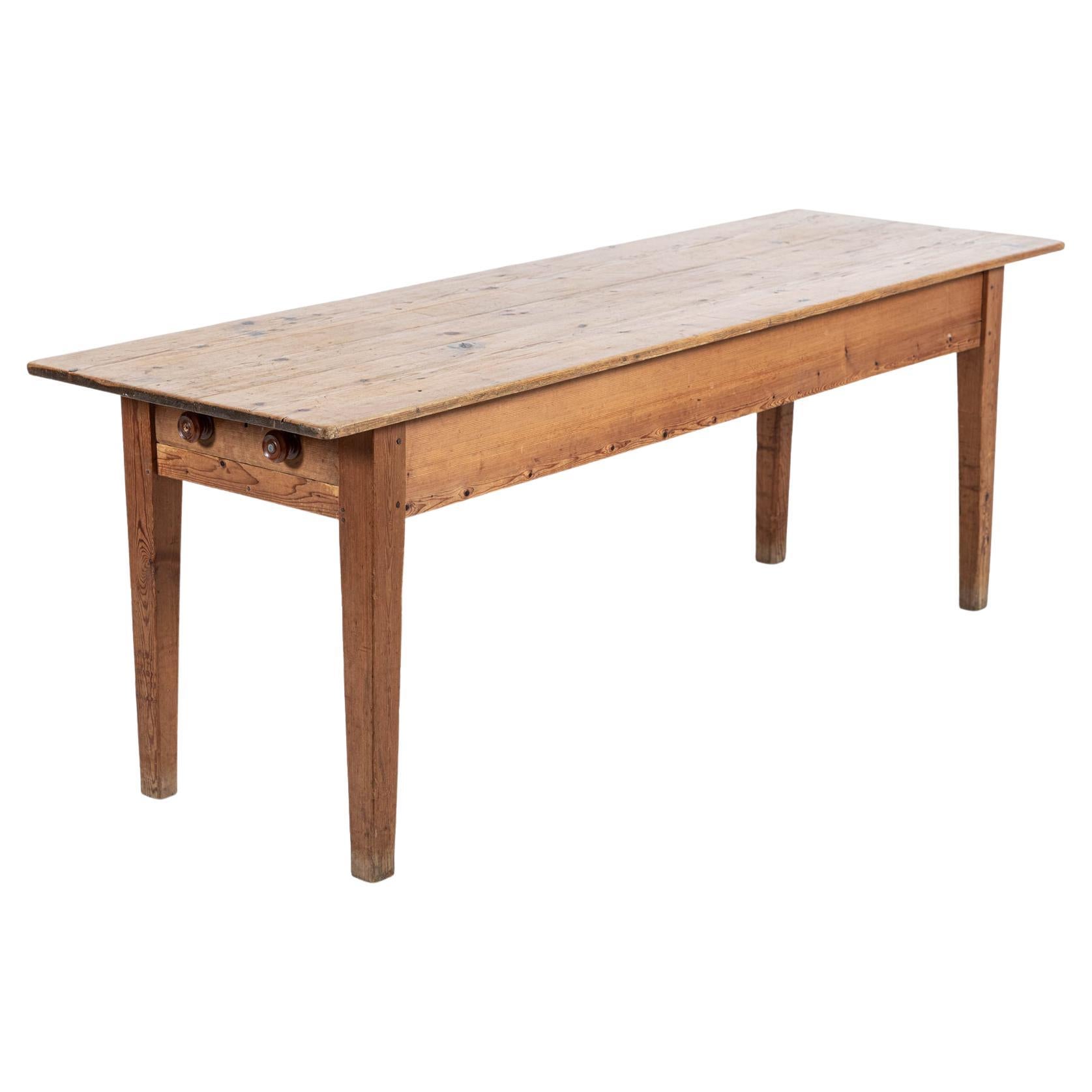 19thC Large English Pine Farmhouse Table For Sale