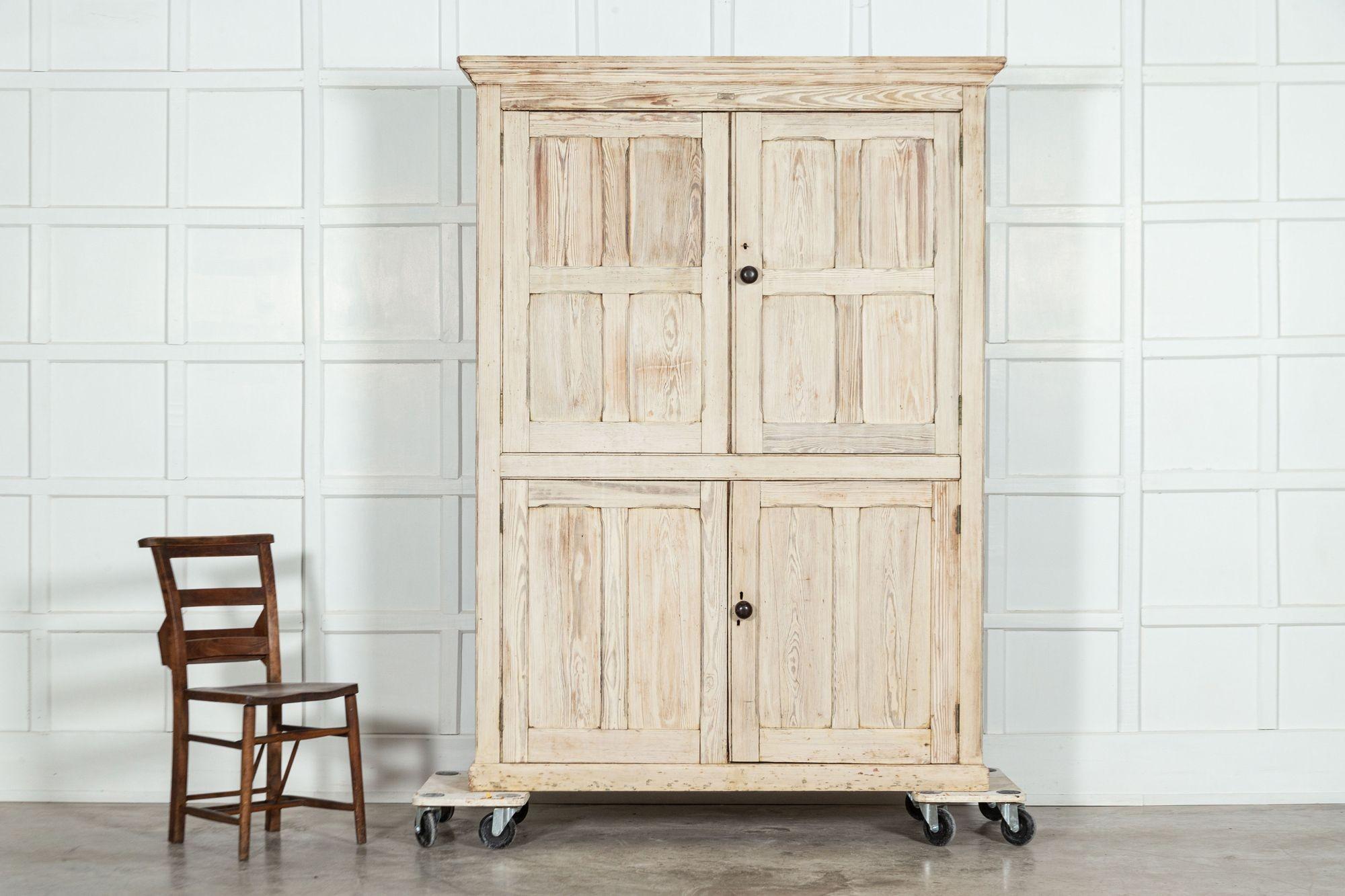 19th Century Bleached Pine Housekeepers Cupboard For Sale