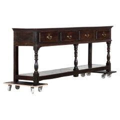 Large 18thC English Oak Potboard Dresser Base