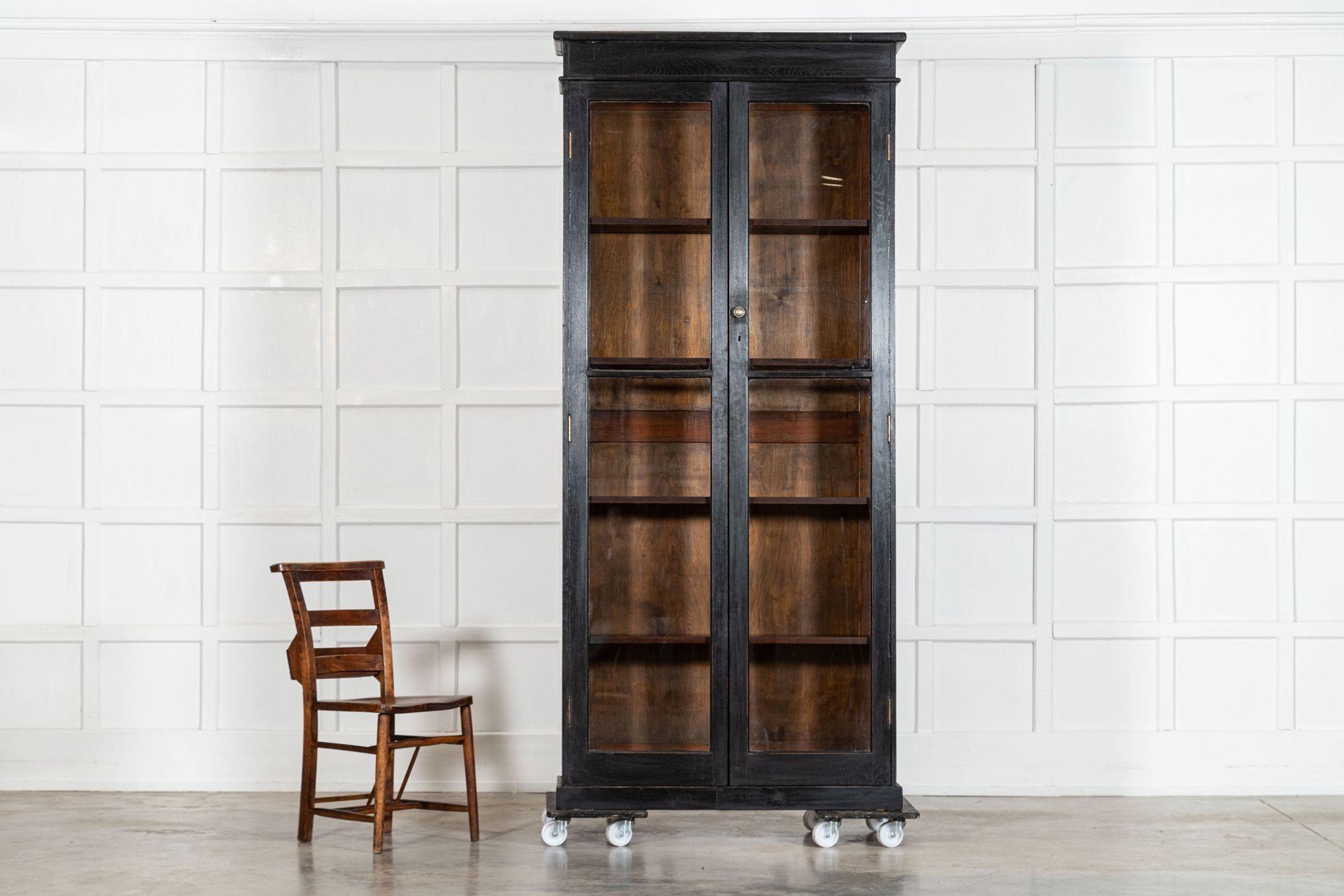 Quercia Mobile libreria in Oak inglese del 19° secolo con vetro in vendita