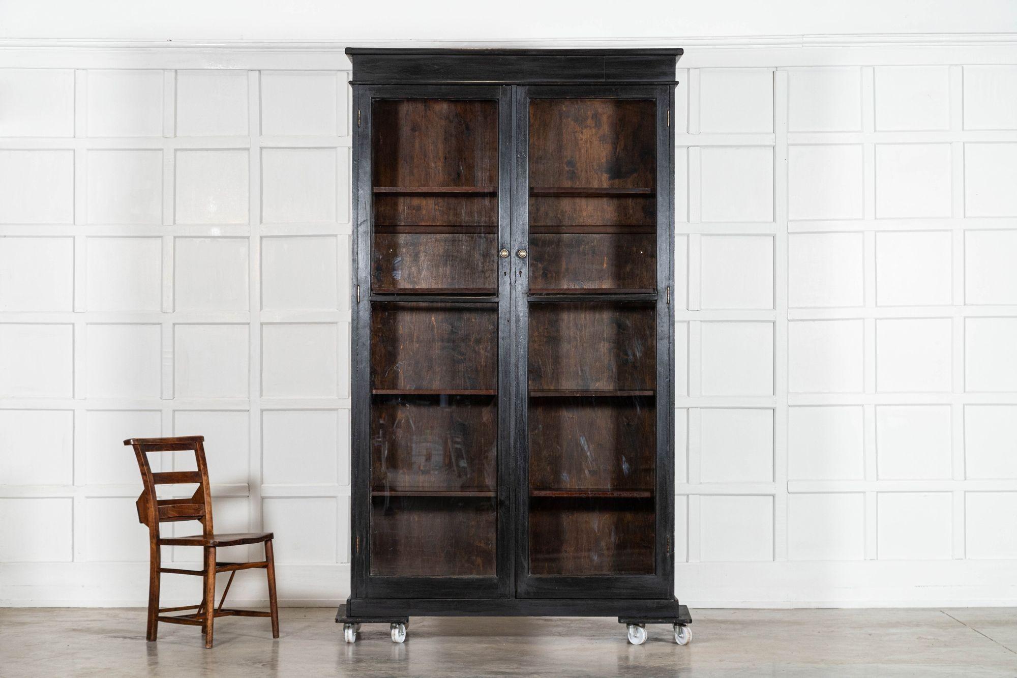 Quercia Mobile libreria in Oak inglese del 19° secolo con vetro in vendita