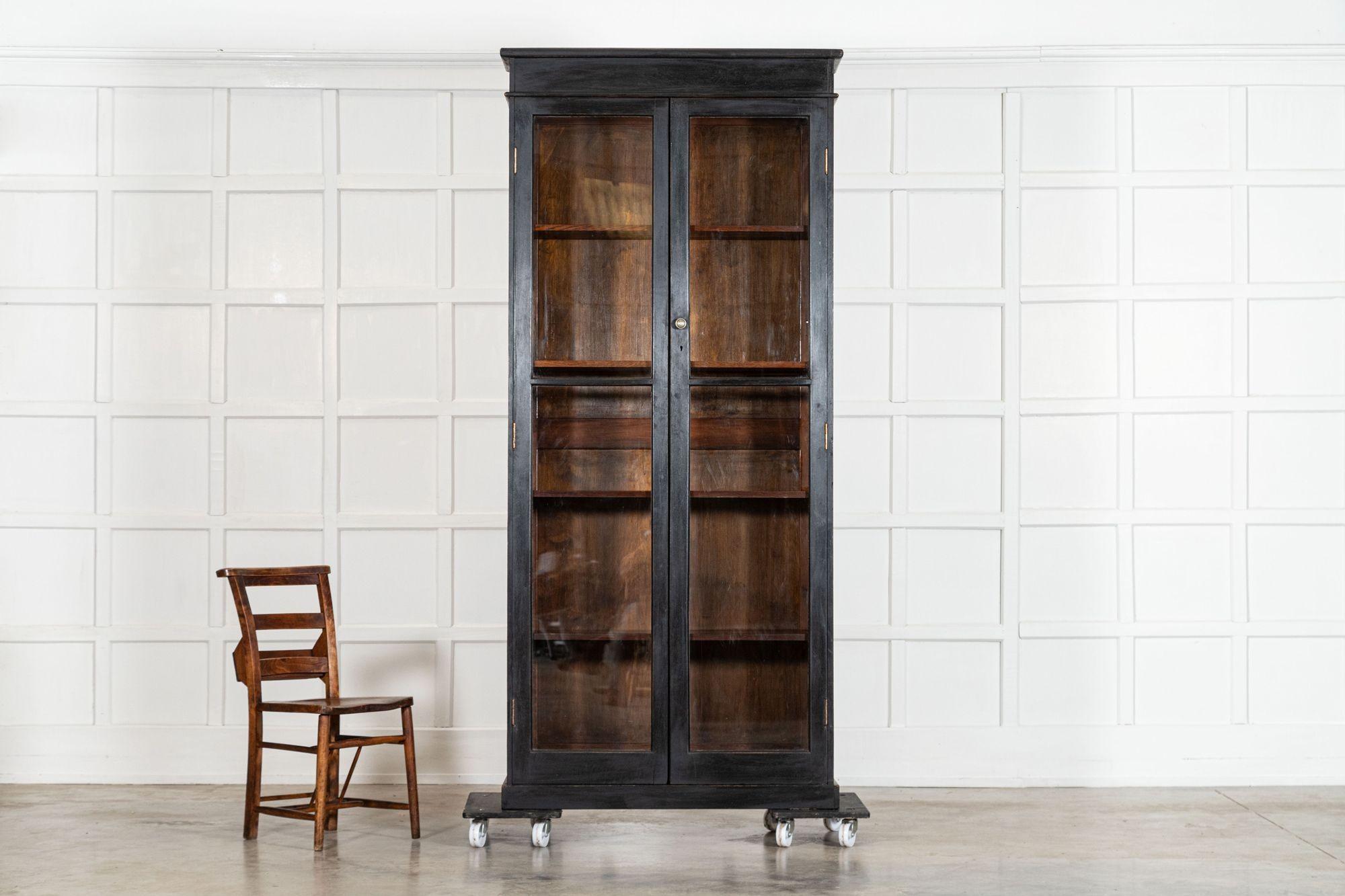 Quercia Mobile libreria in Oak inglese del 19° secolo con vetro in vendita