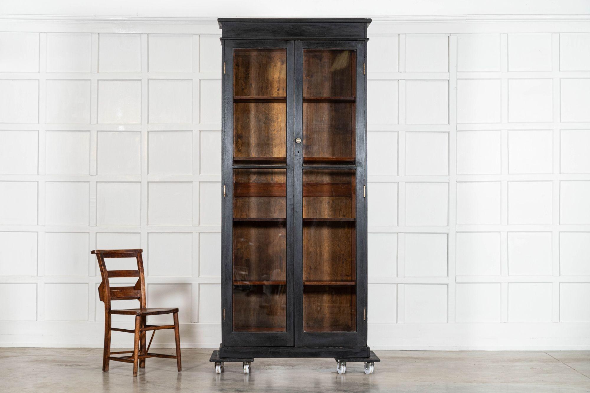 Quercia Mobile libreria in Oak inglese del 19° secolo con vetro in vendita