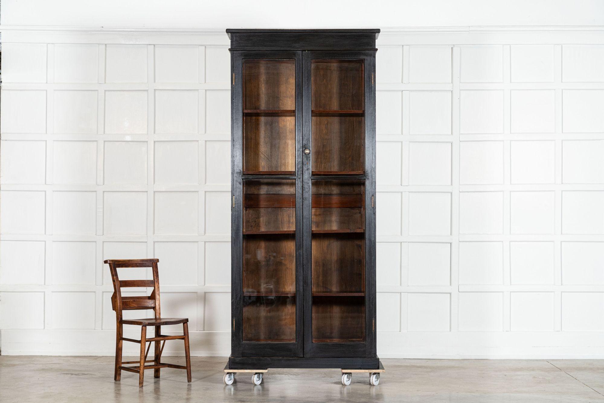 Quercia Mobile libreria in Oak inglese del 19° secolo con vetro in vendita