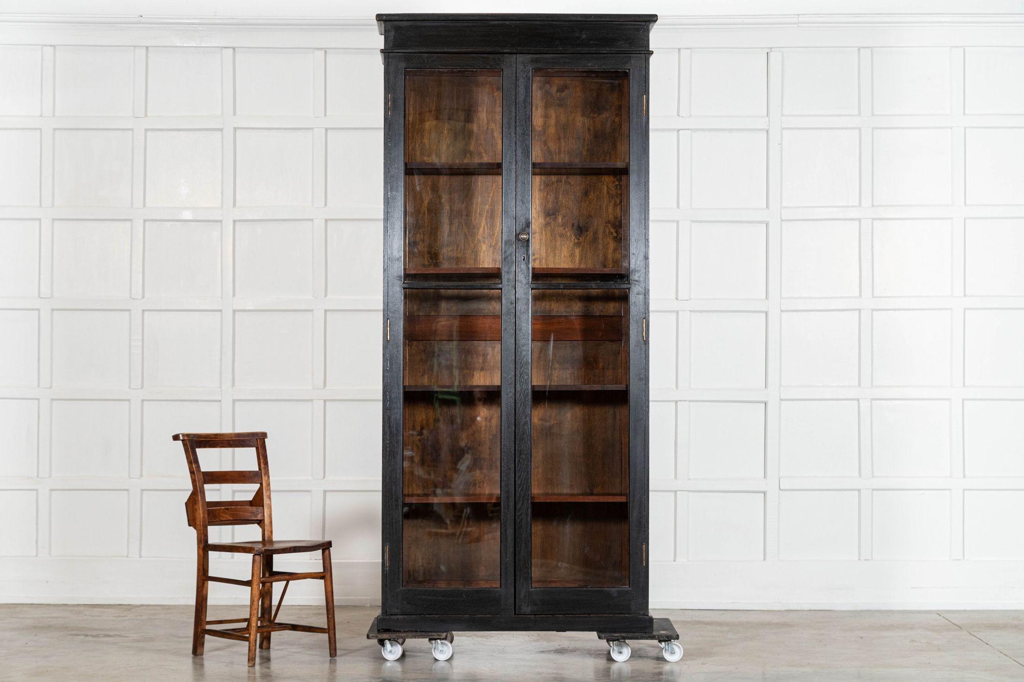 Quercia Mobile libreria in Oak inglese del 19° secolo con vetro in vendita