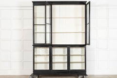 Large 19thC English Ebonised Pine Glazed Display Cabinet